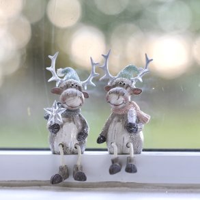 2 Rensdyr siddene med stjerner18 cm 999010